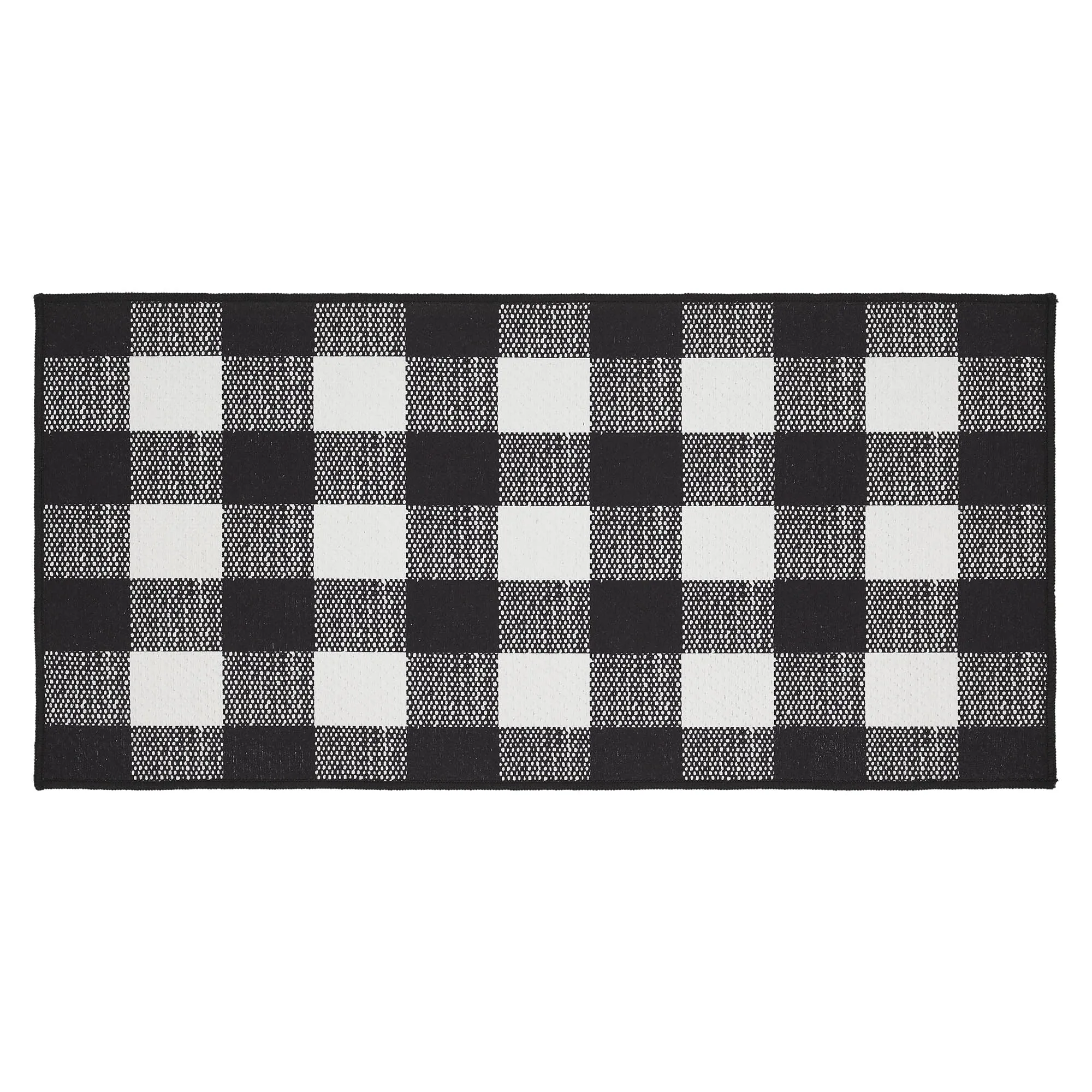 Annie Buffalo Check Black Polyester Rug Rect 17x36