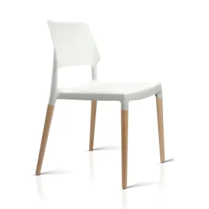 Artiss Set of 4 Wooden Stackable Dining Chairs - White