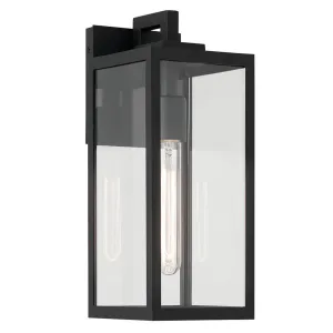 Branner 14 In 1-Light Outdoor Wall Light with Clear Glass, Black Finish