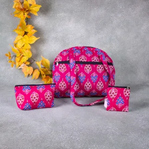 Bristlefront Everyday Tote Combo Pink with Blue Flower Design