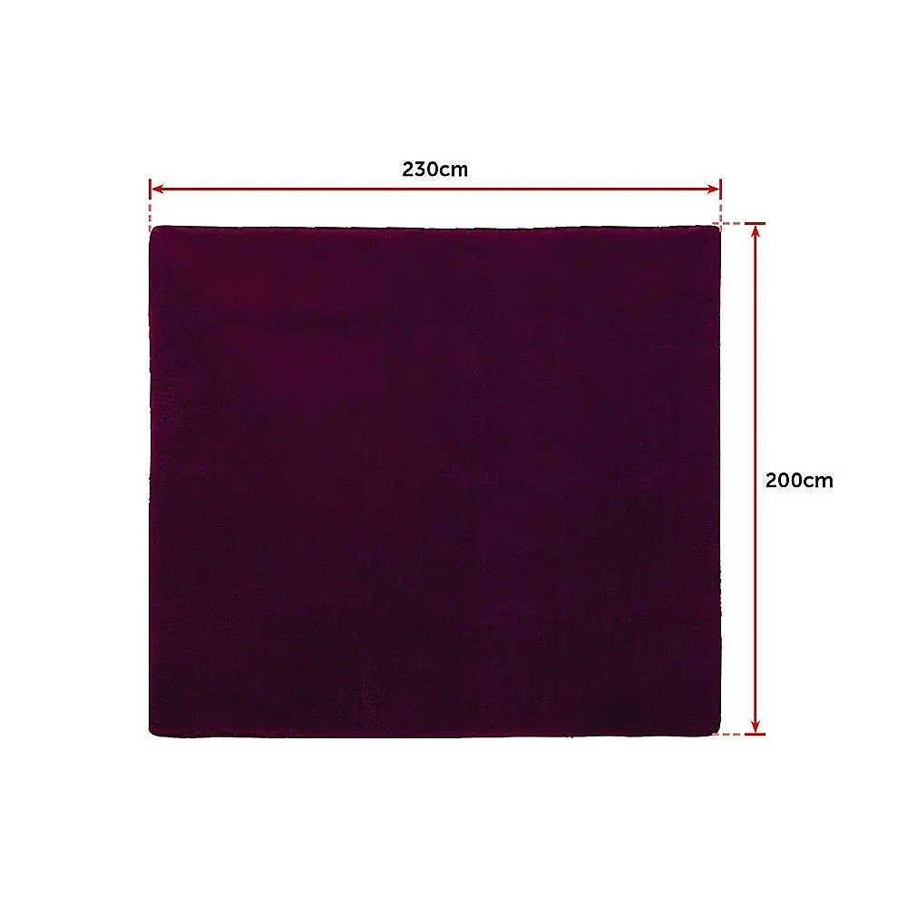 Burgundy Shaggy Rug, 230x200cm, Non-Slip, Polyester, Randy & Travis