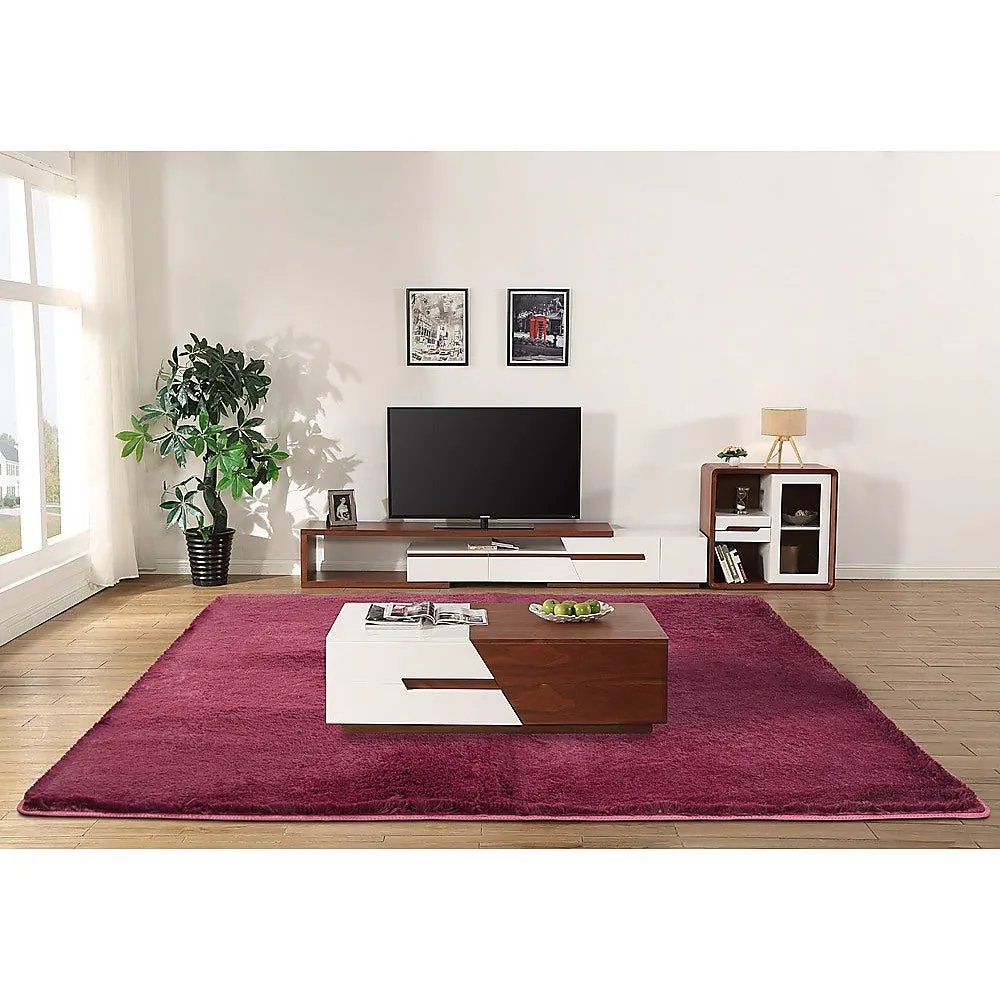 Burgundy Shaggy Rug, 230x200cm, Non-Slip, Polyester, Randy & Travis