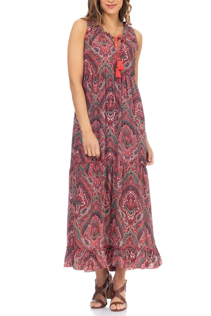 Capricia Purple Printed Sleeveless Dress