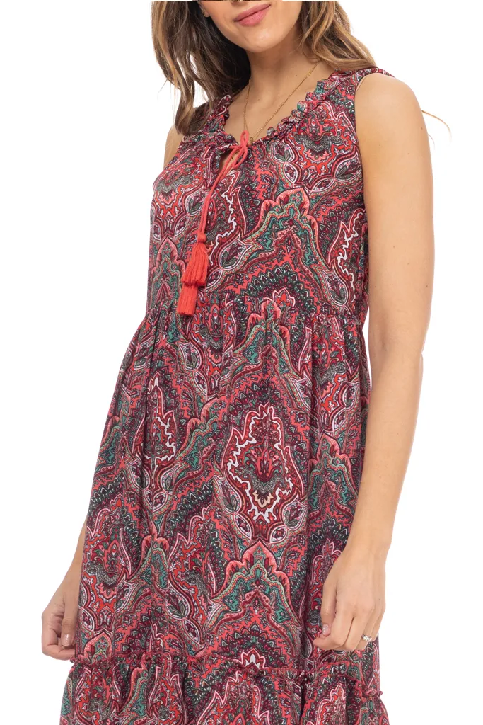 Capricia Purple Printed Sleeveless Dress