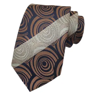 Classy Men Brown Spiral Silk Tie