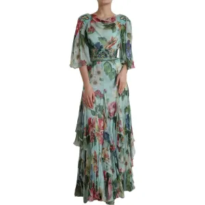 Dolce & Gabbana Elegant Floral Silk Long Dress