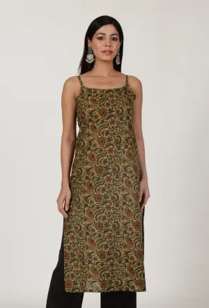 Kalamkari Printed Yellow Cotton Slip