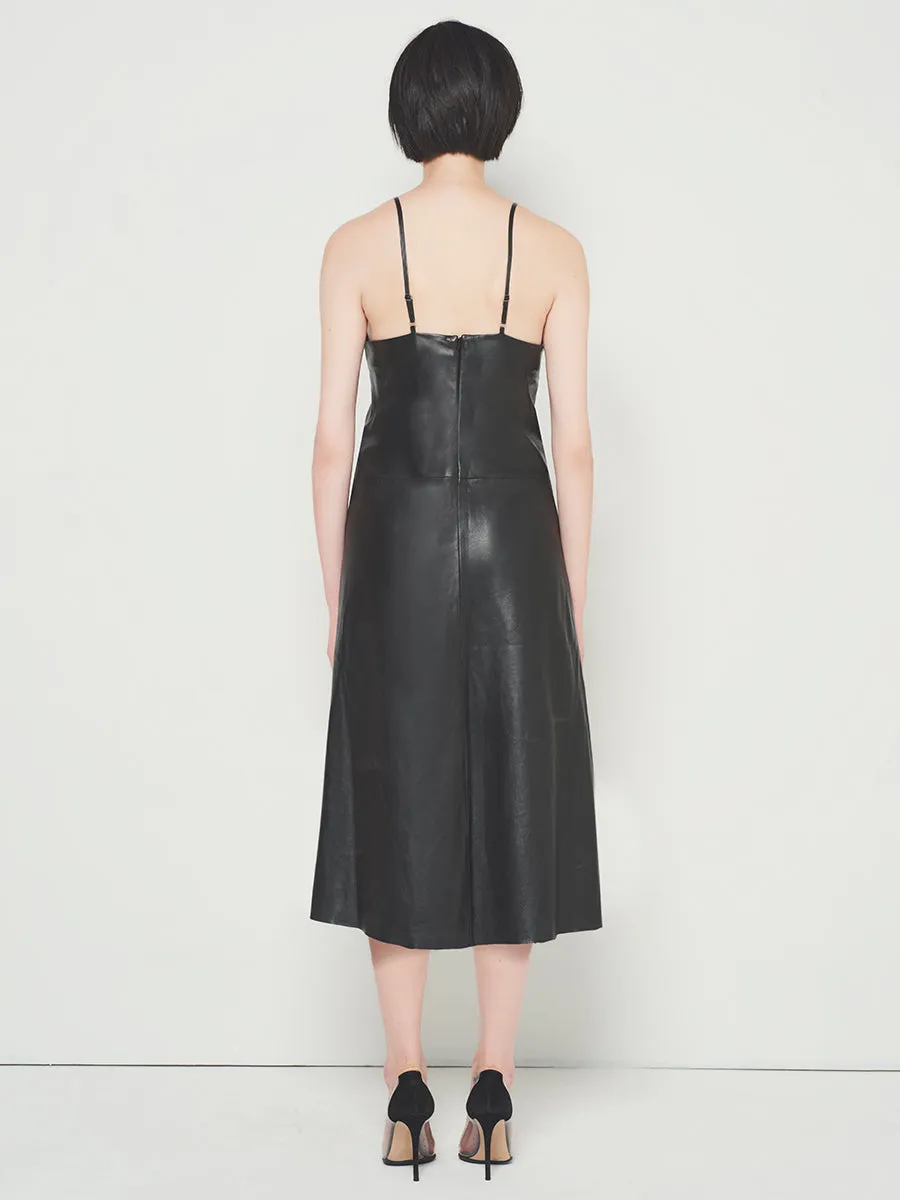 KAT UPCYCLED LEATHER SLIP DRESS