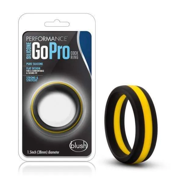 Performance Silicone Go Pro Cock Ring  - Black & Yellow