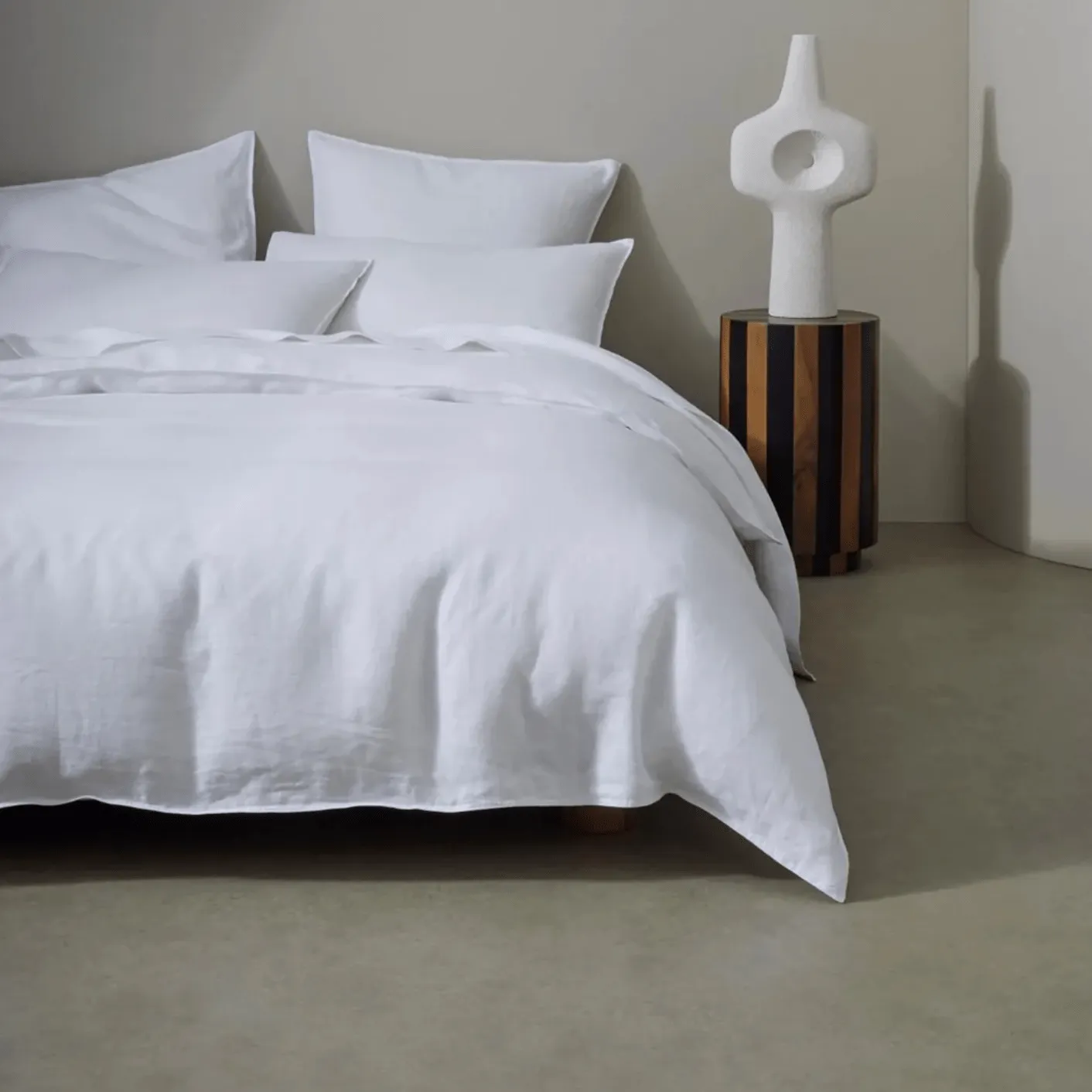 Ravello White Linen Flat Sheet Double