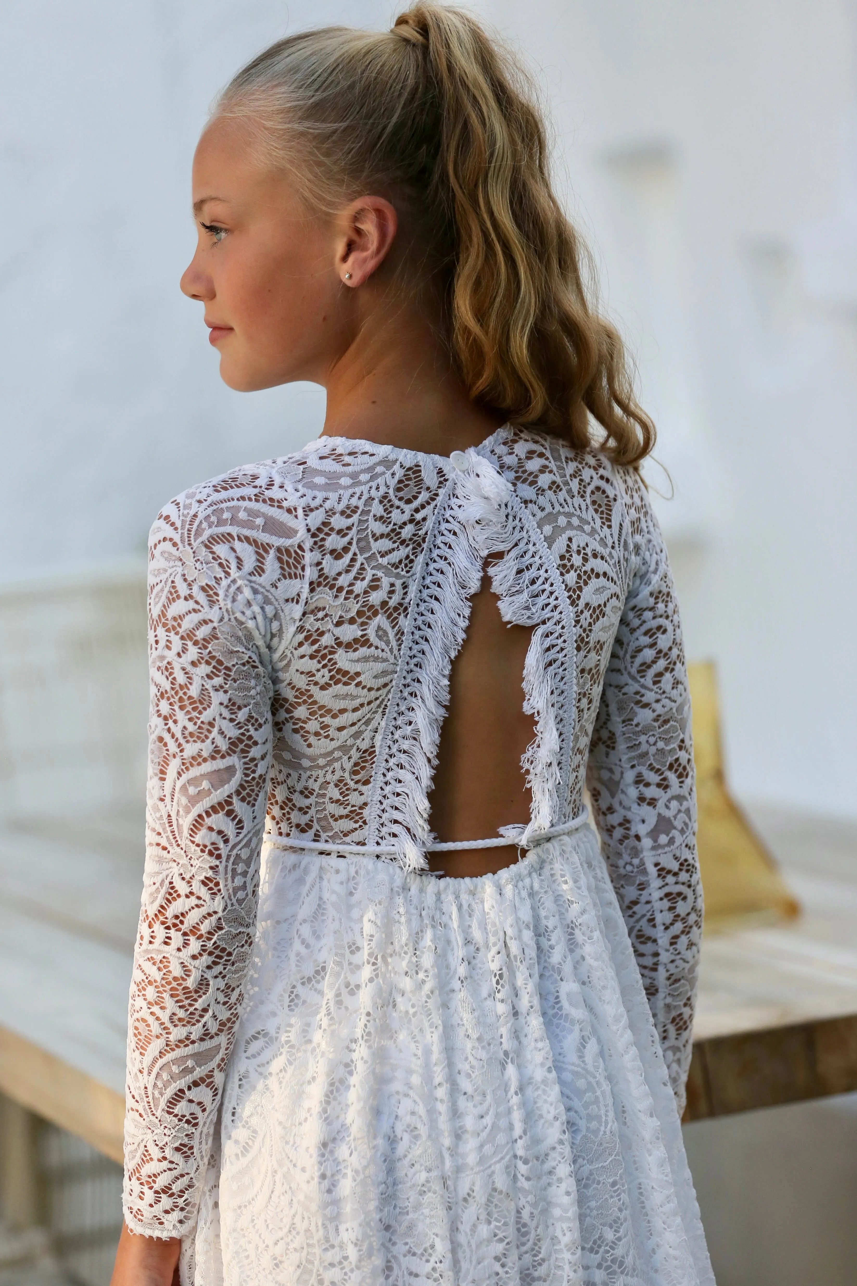 Snow White Lace Communion Dress