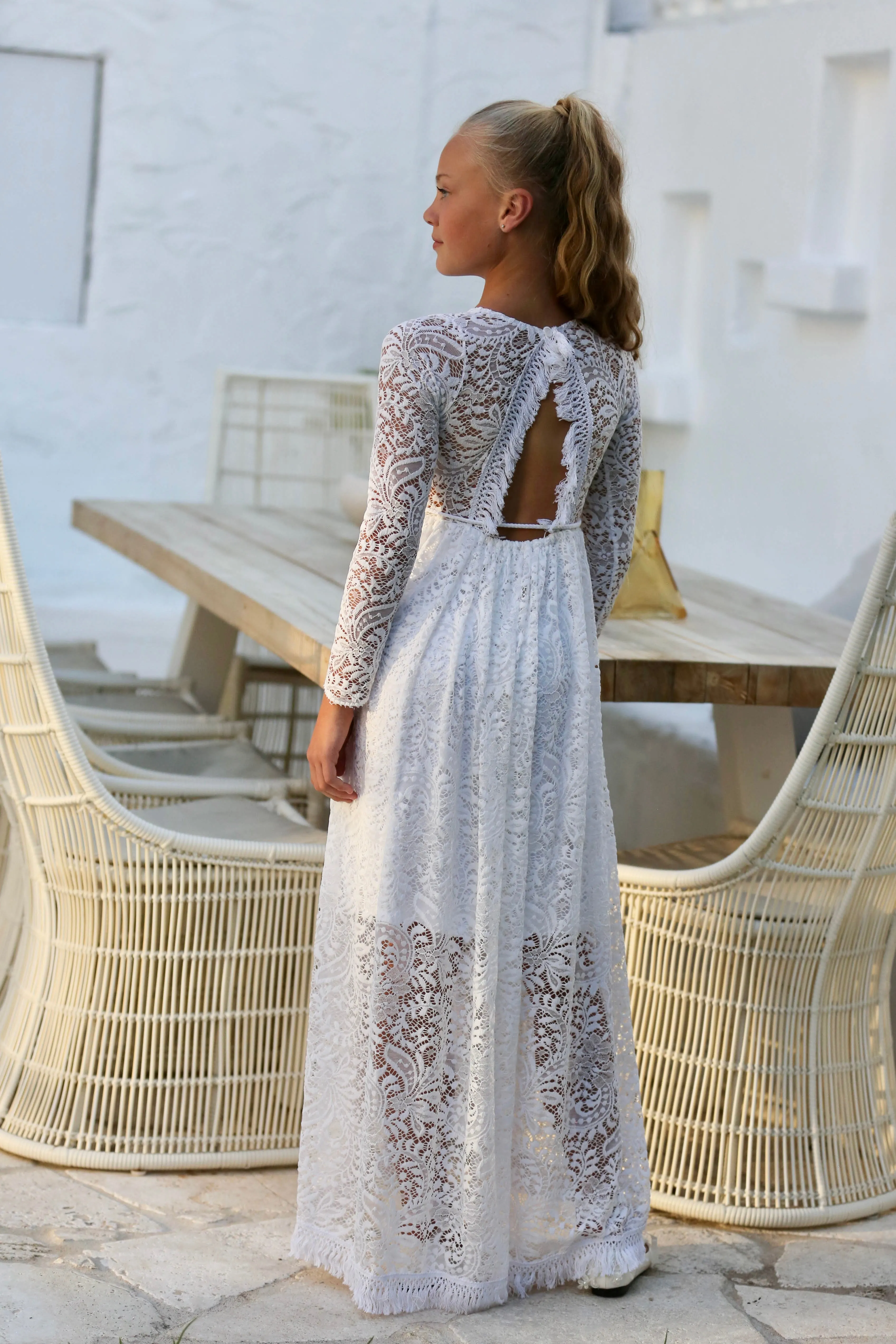 Snow White Lace Communion Dress