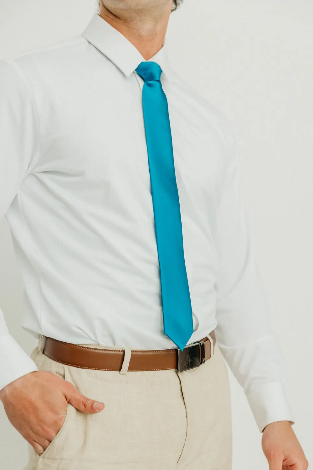 Solid Teal Satin Tie