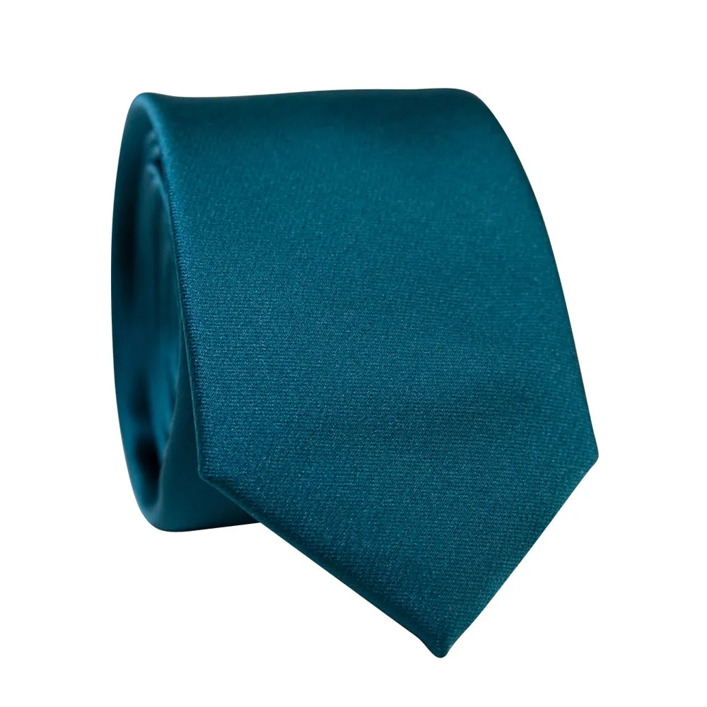 Solid Teal Satin Tie