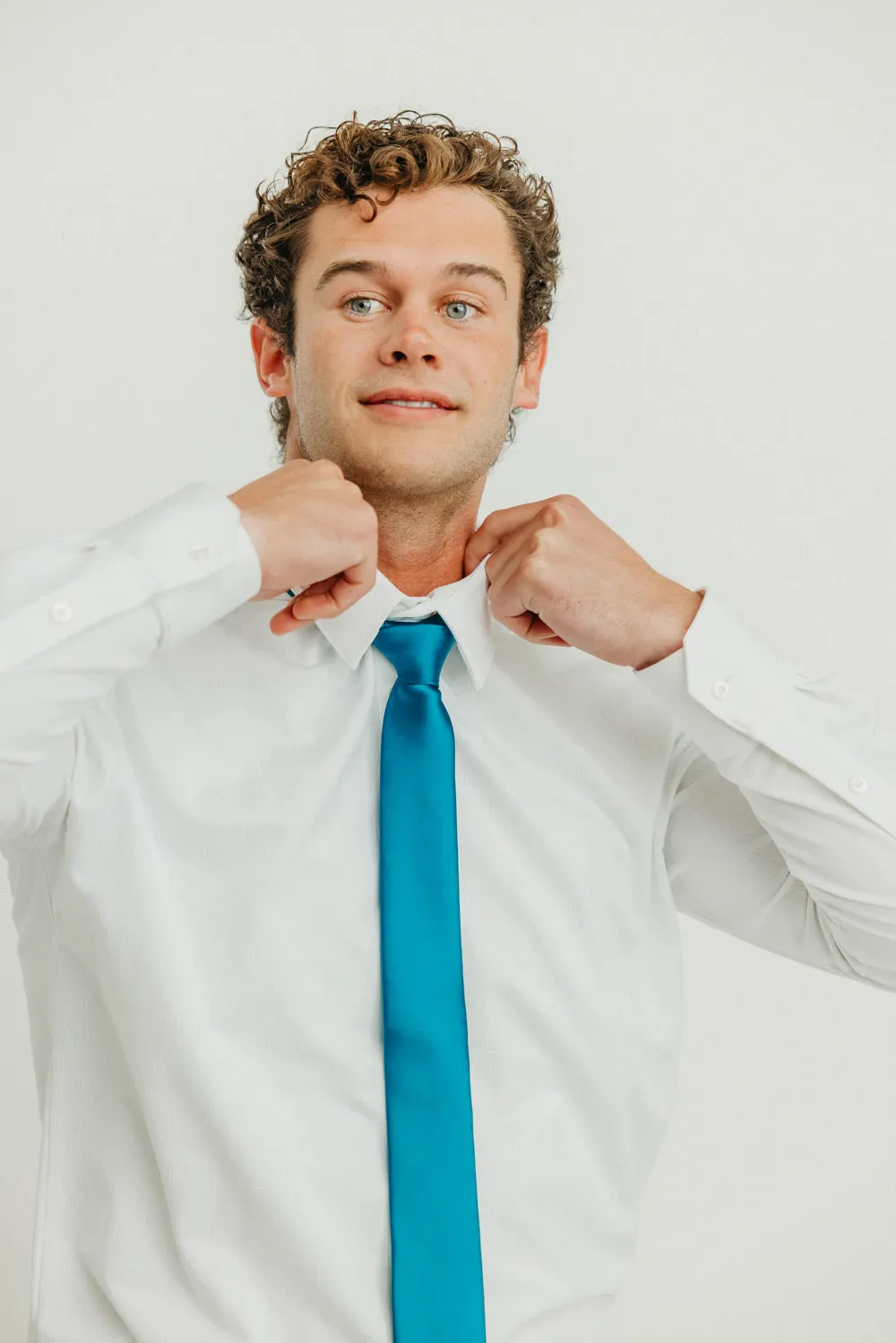 Solid Teal Satin Tie